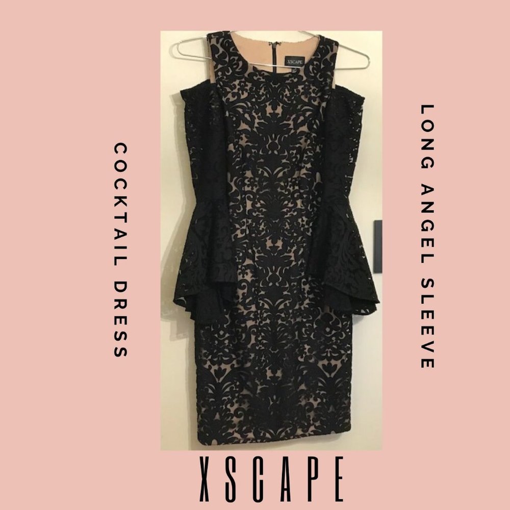 Cocktail off the shoulder dress by XSCAPE, size 4 - Picture 5 of 8